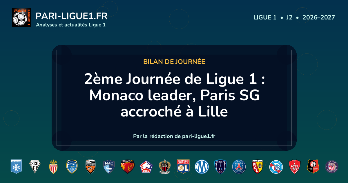 Bilan de la journée 2 de Ligue 1.