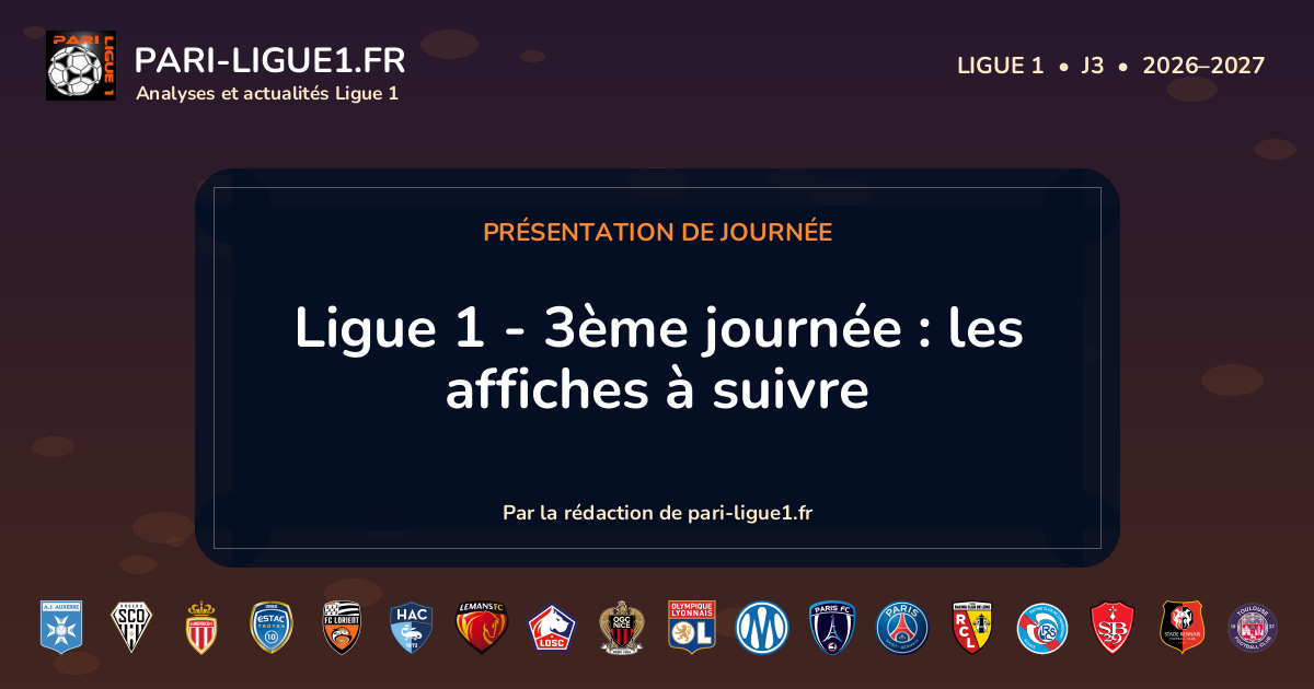 Présentation de la journée 3 de Ligue 1.